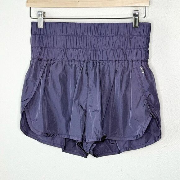 Free People Movement The Way Home High Waisted Metallic Purple Shorts - Women’s - Picture 1 of 9